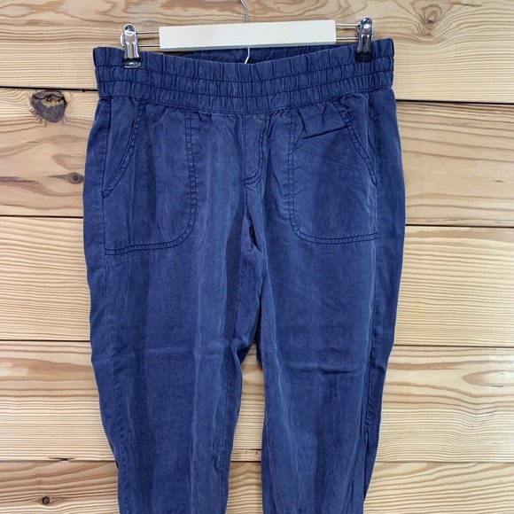 Athleta Pants 4 Elastic Waist Jogger Lyocell Blue Pockets Cropped Capri B134 - Picture 3 of 9